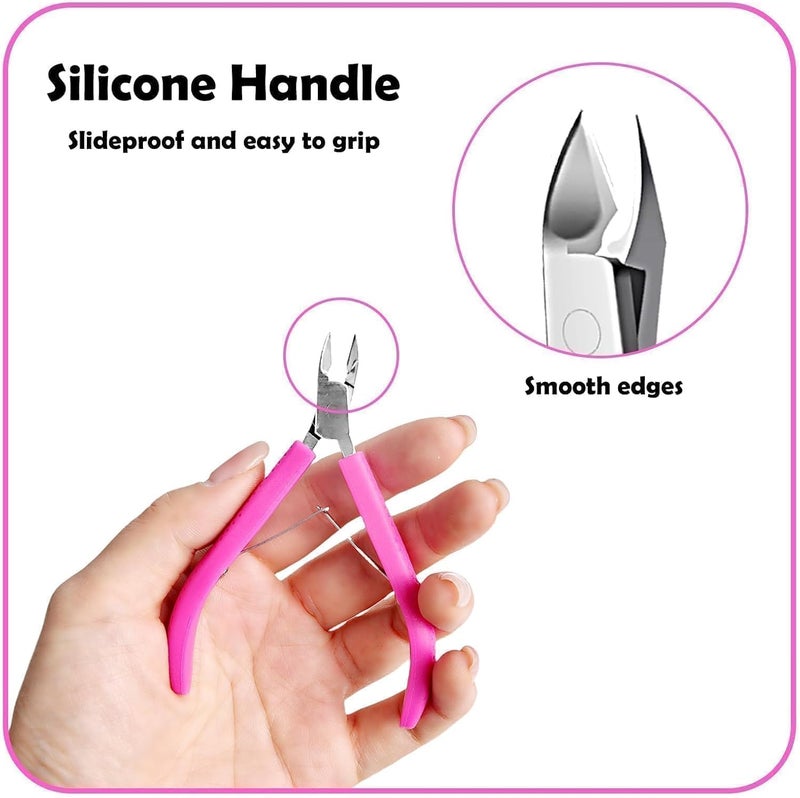 Criyar Fine Edge Cuticle Trimmer & Nippers, Scissors, Silicone Handle Nail Tools for Precise Removal, Durable Washable Cuticle Cutter & Remover & Pusher Nail Clippers (Pink+Pusher 1Set) - Image 5